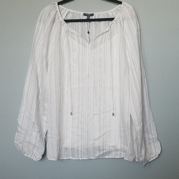 NYDJ Oversized White Layered peasant Popover Women's blouse 0X NWT - Picture 4 of 12